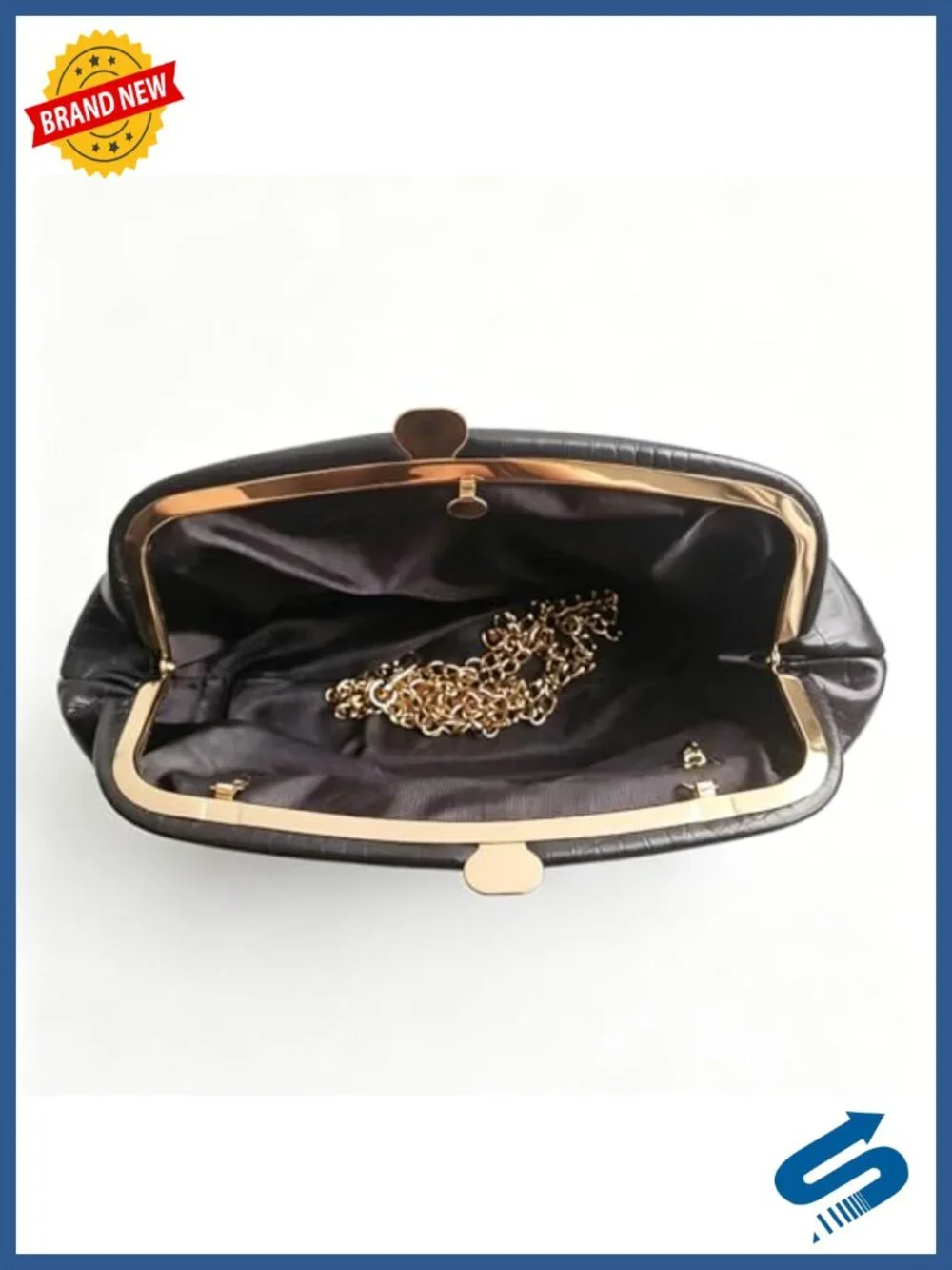 Elegant Faux PU Leather Clutch Chain Strap Evening Bag